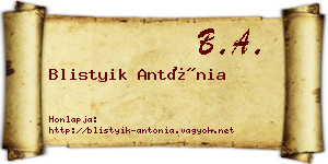 Blistyik Antónia névjegykártya